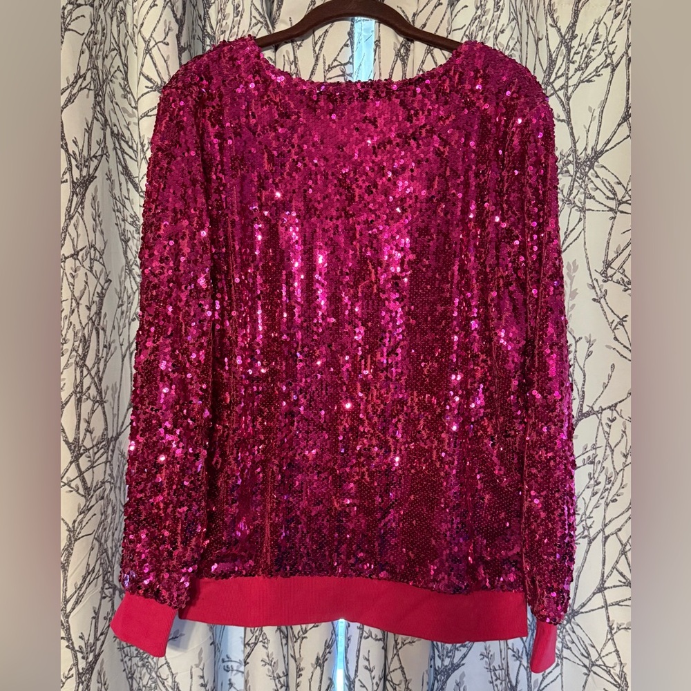 Jess Lea Sparkling Fuchsia Sequin Women's Top - Size Large - Picture 4 of 4